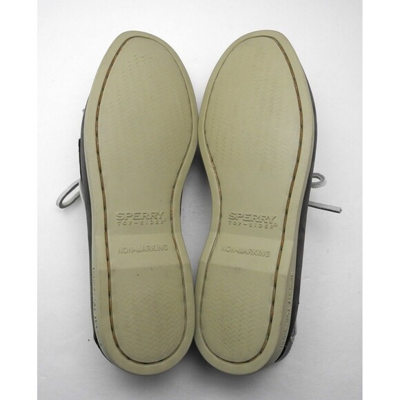 Sperry Top-Sider Embossed Snakeskin Grey/Metallic Silver Leather Boat Shoes- 6M - Picture 6 of 8